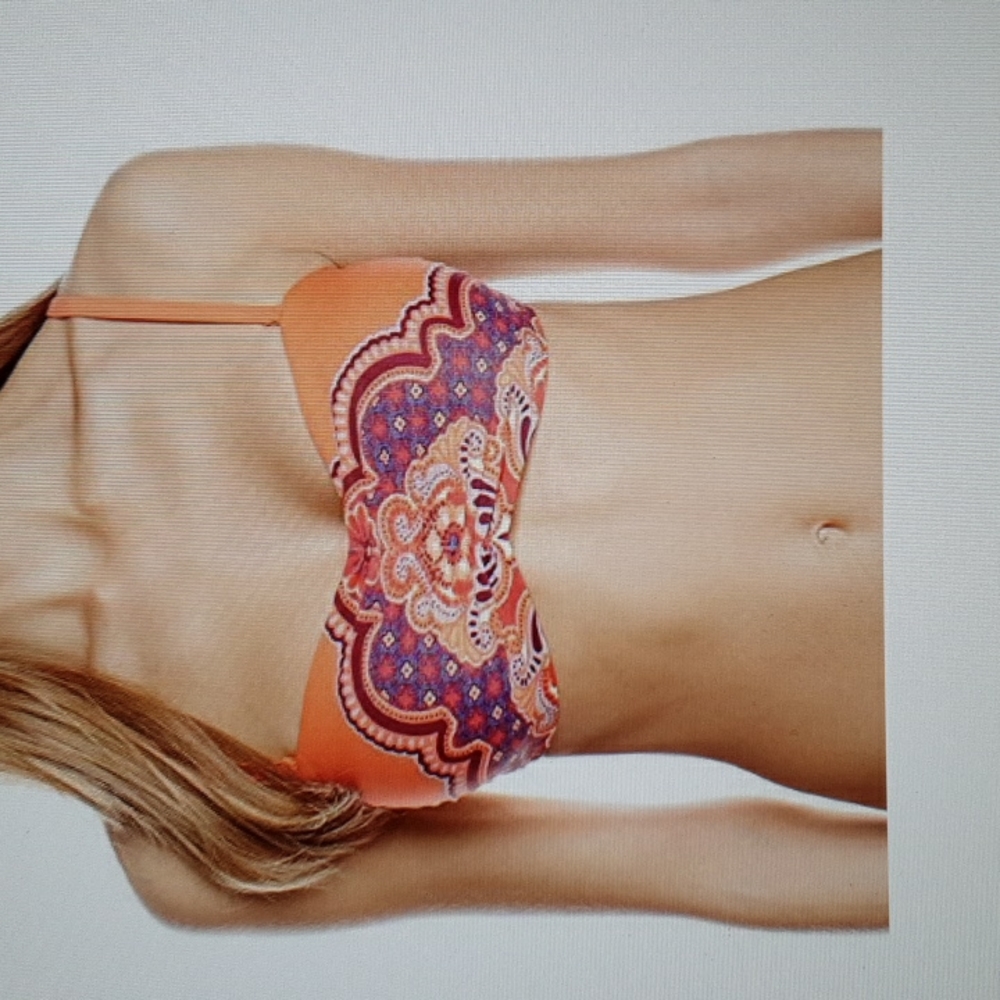 prAna Orange Jasmine Cosima Bandeau Bikini Top
